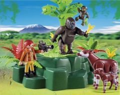 PLAY5415 - Gorilles et Okapis avec Végétation et accessoires PLAYMOBIL Contient : 38 Pièces