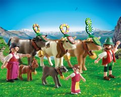 PLAY5425 - Famille des montagnes avec vaches et accessoires PLAYMOBIL - Contient : 26 Pièces