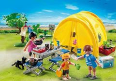 PLAY5435 - Famille avec tente de camping et accessoires PLAYMOBIL - Contient : 82 Pièces