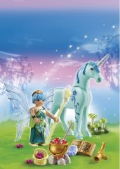 PLAY5441 - Fée guérisseuse PLAYMOBIL avec Licorne de couleur Bleue et accessoires - Contient : 29 Pièces