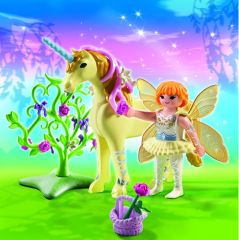 PLAY5442 - Fée jardinière PLAYMOBOL avec licorne et des fleurs  -  Contient : 39 Pièces