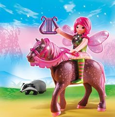 PLAY5449 - Fée Surya PLAYMOBIL avec son cheval Rubis de couleurs Marron et Rose - Contient : 11 Pièces