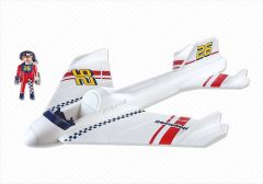 PLAY5453 - Planeur blanc avec pilote PLAYMOBIL - Contient : 8 Pièces