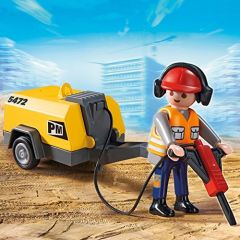 PLAY5472 - Ouvrier PLAYMOBIL avec Marteau-piqueur PM 5472 - Contient : 9 Pièces