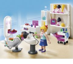 PLAY5487 - Salon de coiffure avec personnages et accessoires PLAYMOBIL - Contient : 67 Pièces