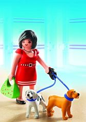 PLAY5490 - Figurine Feminine avec 2 chiots et accessoires PLAYMOBIL - Contient : 9 Pièces