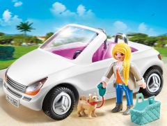 PLAY5585 - Cabriolet chic avec jeune fille et son chien PLAYMOBIL - Contient : 31 pièces