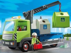 PLAY6109 - Camion grue avec conteneurs verre et accessoires PLAYMOBIL - Contient : 57 Pièces