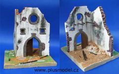PLS031 - Ensemble de ruine de maison en plâtre à monter et à peindre de dimensions 150x150 et de hauteur 210 mm