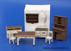 PLS109 - Set de 7 mobiliers de cuisine miniatures à assembler et à peindre