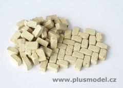 PLS137 - Lot de pavés miniatures rectangles couleur beige pour maquette