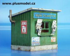 PLS180 - Petit abris miniature pour vente tabac presse à assembler et à peindre de dimensions 70x45mm hauteur 70mm autocolants inclus