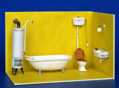 PLS189 - Accessoires de salle de bains type ancienne miniature à assembler et à peindre façade non inclus