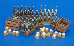PLS220 - Ensemble de bouteilles de bières avec caisses et chopes miniatures à peindre décalcomanies incluses