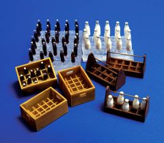 PLS221 - Ensemble de bouteilles de lait avec caisses miniatures à peindre pour diorama