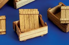 PLS260 - Ensemble de 6 caisses miniatures en bois à assembler et à peindre de dimensions 15x10x7mm