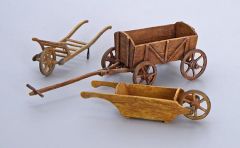 PLS289 - Ensemble de 3 chariots en kit miniatures à assembler et à peindre pour diorama
