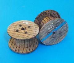 PLS4049 - Ensemble de 2 bobines miniatures vides diamètre 20 mm à peindre et à monter pour maquette