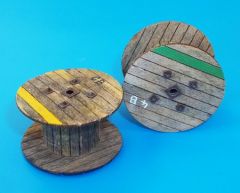 PLS4050 - Ensemble de 2 bobines miniatures vides diamètre 30 mm à peindre et à monter pour maquette