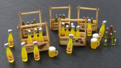 PLS422 - Ensemble de bouteilles de sodats avec 5 caisses de transport et des chopes miniatures à assembler et à peindre avec décalcomanies incluses