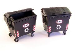 PLS433 - Ensemble de 2 bacs à ordures ménagères miniatures à assembler et à peindre pour diorama