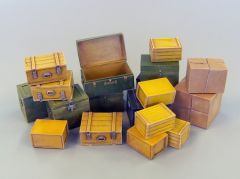 PLS452 - Ensemble de 19 caisses miniatures à assembler et à peindre pour diorama