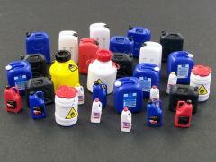 PLS468 - Ensemble de 30 bidons miniatures à peindre avec decalcomanies incluses