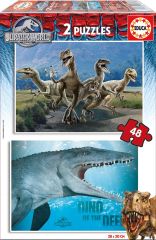 EDU16339 - 2 puzzles de  48 Pièces de la série - JURASSIC WORLD