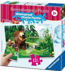 RAV05605 - Puzzle de 12 Pièces en plastique du dessin animé Masha et Michka Dimensions : 26 x 18 cm