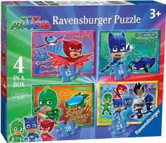 RAV06917 - 4 Puzzles de 12, 16, 20, 24 Pièces du dessin animé Les Pyjamasques - c'est le moment d'être un héro Dimensions : 19 x 14 cm