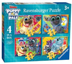 RAV069880 - Boîte de 4 Puzzles de 12,16,20,24 Pièces du dessin animé Disney - Le monde de Bingo et Rolly