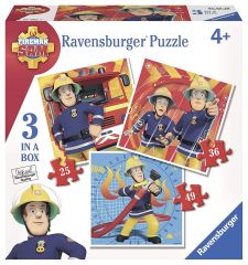 RAV070657 - Boîte de 3 Puzzles de 25,36,49 Pièces dur dessin animé Sam le Pompier