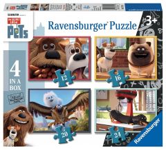 RAV07139 - 4 Puzzles de 12, 16, 20, 24 Pièces du dessin animé Comme des Bêtes - Ma place, Mes règles ! Dimension : 19 x 14 cm