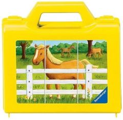 RAV07463 - Valisette Puzzle 6 cubes sur les animaux de la ferme