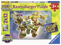 RAV07597 - 2 Puzzles de 12 Pièces du dessin animé Tortues Ninja - En actions Dimensions : 26 x 18 cm