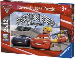 RAV07609 - Boîte de 2 Puzzles de 12 pièces du dessin animé CARS 3 - Piston Cup