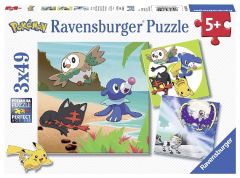 RAV08019 - 3 Puzzles de 49 Pièces du dessin animé POKEMON Dimensions : 8 x 8 cm