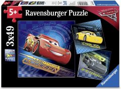 RAV08026 - Boîte 3 puzzles de 49 Pièces du dessin animé CARS 3