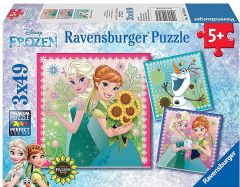 RAV09356 - 3 Puzzles de 49 Pièces du dessin animé La Reine des neiges Dimensions : 21 x 21 cm