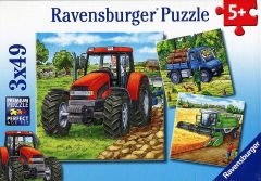 RAV093885 - Boîte 3 Puzzles de 49 Pièces sur les véhicule Agricole