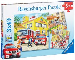 RAV094011 - Boîte 3 Puzzles de 49 Pièces sur les pompiers