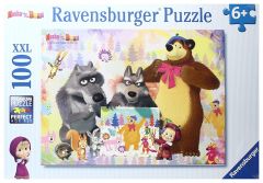 RAV10590 - Puzzle de 100 Pièces du dessin animé Masha et Michka Dimensions : 49 x 36 cm