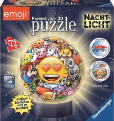 RAV11765 - Puzzle 3D de 72 Pièces  EMOJI avec lumière Dimensions : 13 cm de diamètre