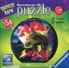 RAV11908/02 - Puzzle 3D de 54 Pièces du dessin animé Les Tortures Ninja - Raphael Diamètre : 7 cm