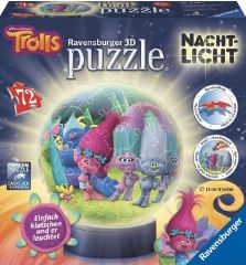 RAV12195 - Puzzle en 3D avec socle lumineux du dessin animé Les TROLLS contient 72 Pièces