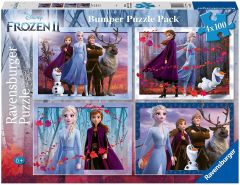 RAV12885 - Boîte de 4 Puzzles 100 Pièces du dessin animé La reine des neiges