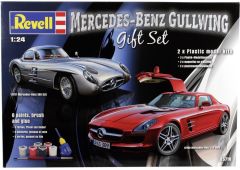 REV05716 - Ensemble de 2  MERCEDES la 300 SLR et la SLS AMG en kit à peindre et à assembler peinture et colle fournis dans la boite