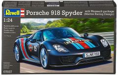 REV07027 - Voiture sportive PORSCHE 918 Spyder Weissach Sport aux couleurs Martini en kit à peindre et à assembler peintures et colle non incluses