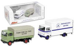 SCH22541 - Ensemble de 2 camions MERCEDES 4X2 1 baché Erster LKW et un caisse rigide Mercedes benz service