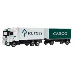 SCH22676 - Camion porteur 6x4 Actros V8 MERCEDES BENZ Rutges Cargo caisse rigide avec remorque 2 essieux caisse rigide